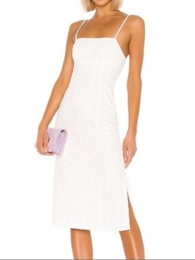 LPA Revolve Women’s Janina Eyelet Heart Embroidered Lace Slip Midi Dress Small